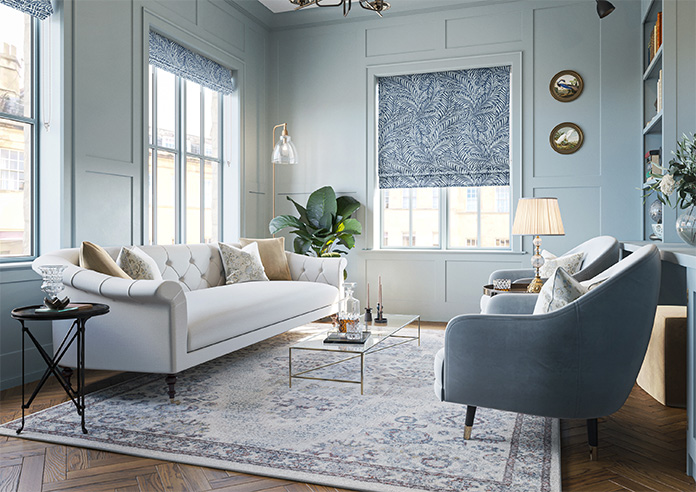 Acoustic Velvet, Classic Blue - Motorised Roman Blind - Image 6
